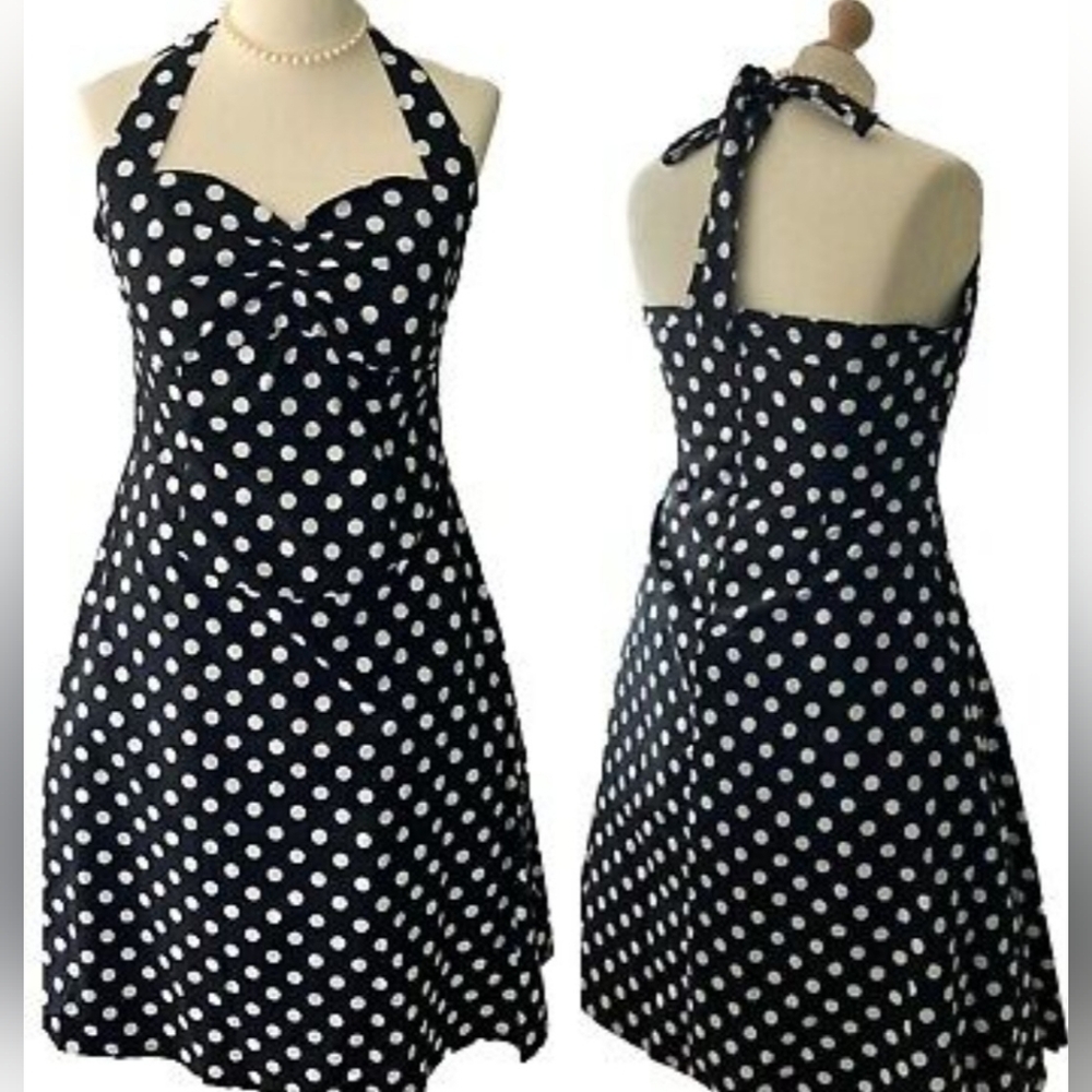 Polka Dot Halter Midi Dress